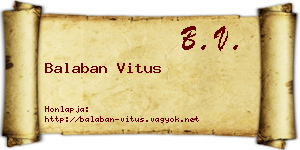 Balaban Vitus névjegykártya